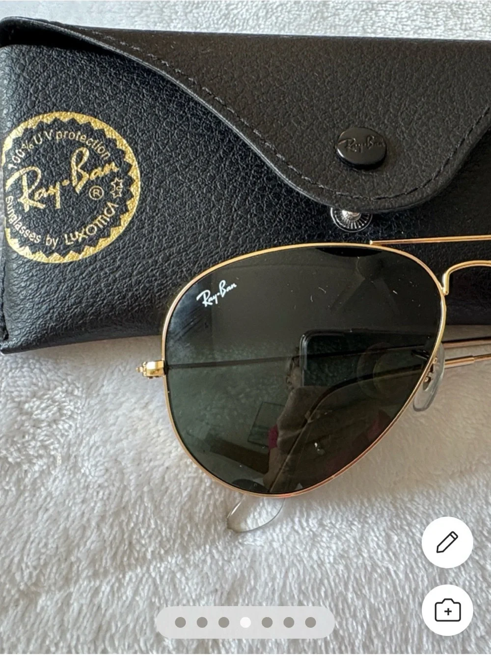 Ray-Ban Gold Frame Sunglasses with Green Lenses